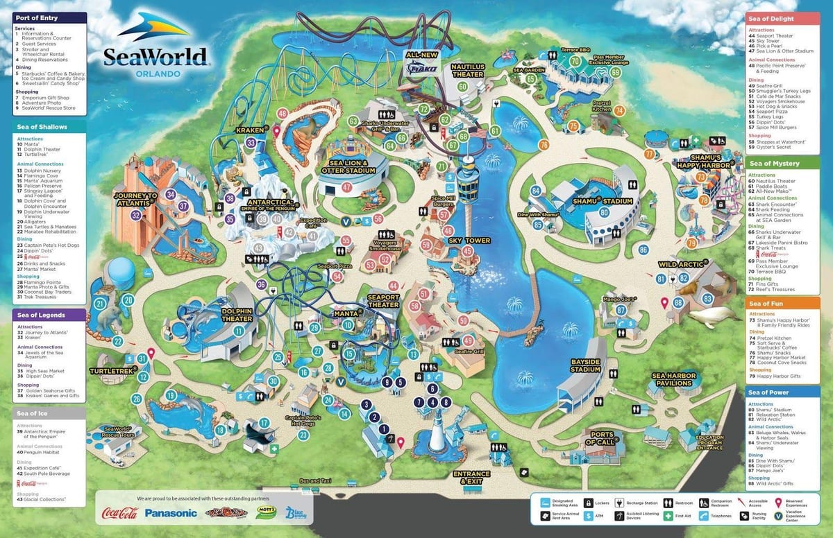 ನಕ್ಷೆ Seaworld ಒರ್ಲ್ಯಾಂಡೊ